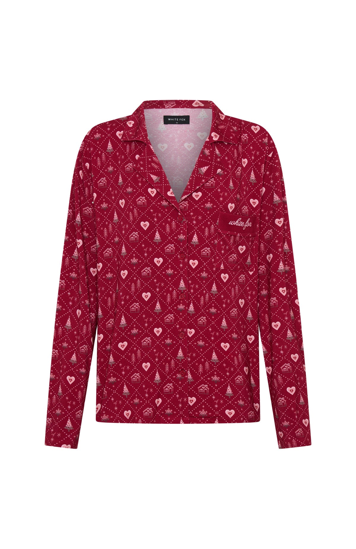 Pillow Talk Printed Long Sleeve Pyjama Set Cherry Noel - Image 9