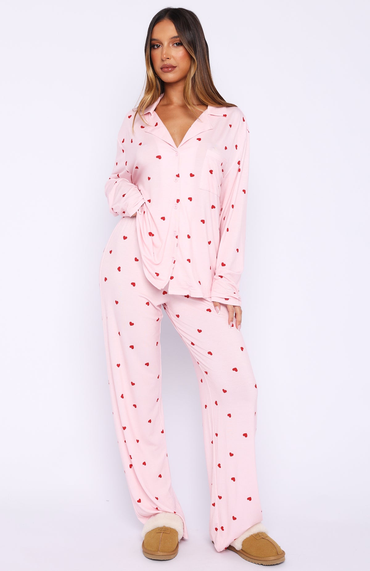 Pillow Talk Printed Long Sleeve Pyjama Set Valentines Kisses - Image 6