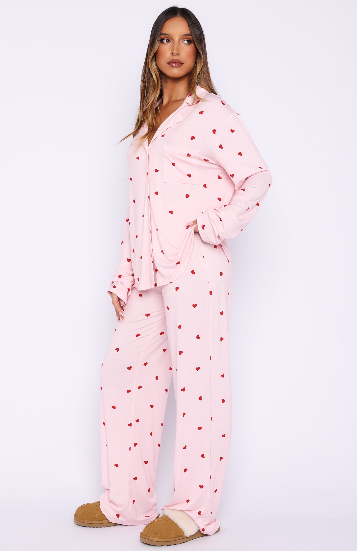 Pillow Talk Printed Long Sleeve Pyjama Set Valentines Kisses - Image 7