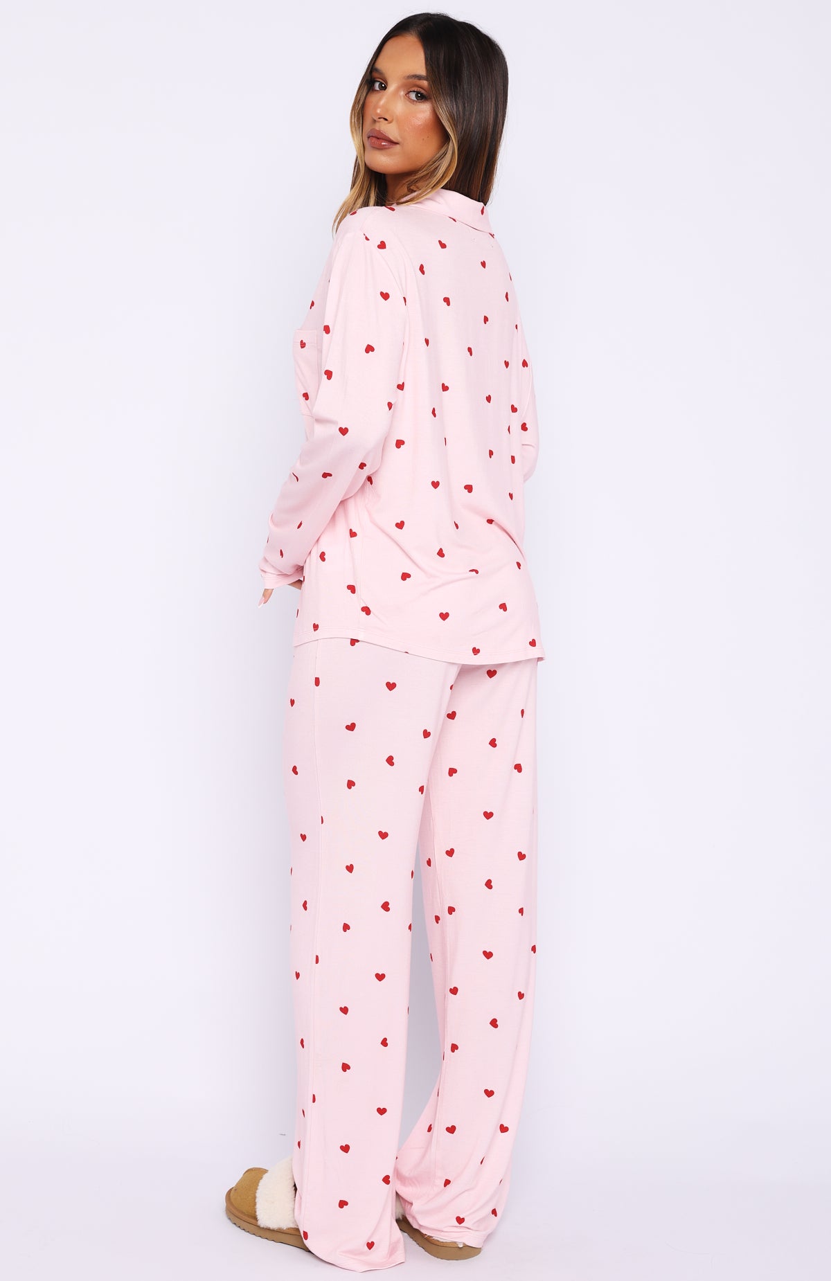 Pillow Talk Printed Long Sleeve Pyjama Set Valentines Kisses - Image 8