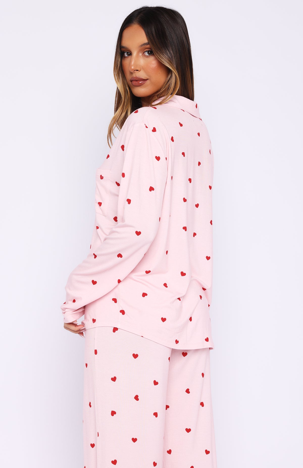 Pillow Talk Printed Long Sleeve Pyjama Set Valentines Kisses - Image 5