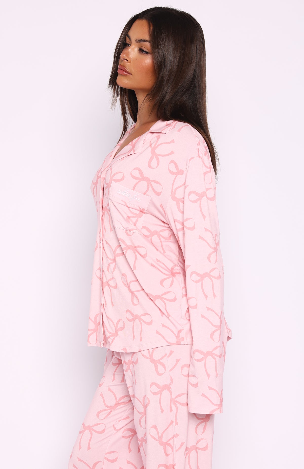 Pillow Talk Printed Long Sleeve Pyjama Set Posy Bow - Image 3