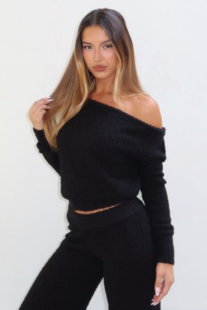 Please Be Mine Knit Sweater Black