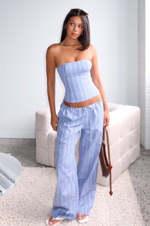 Promise Me This Pants Navy Check