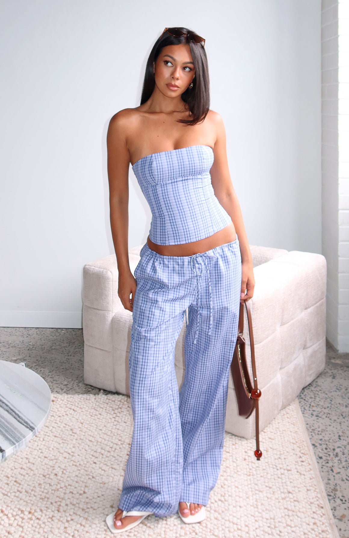 Promise Me This Pants Navy Check