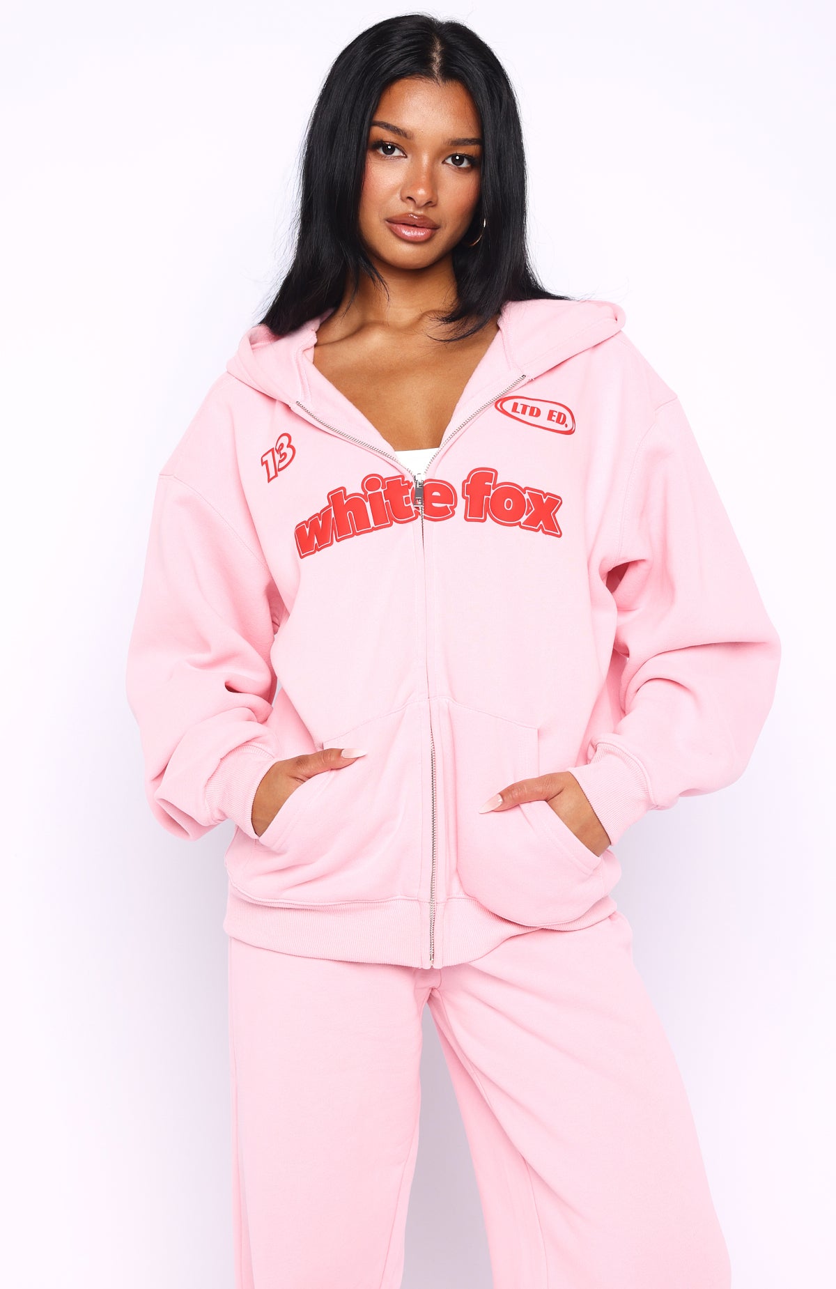 Ready To Go Zip Front Hoodie Pink - Image 2