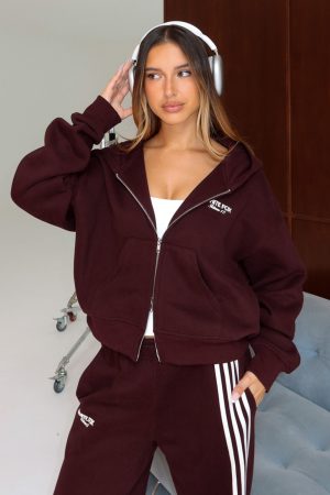 Release 15 Asalia Boxy Zip Front Hoodie Plum