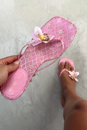 Rhea Orchid Thong Mules Pink