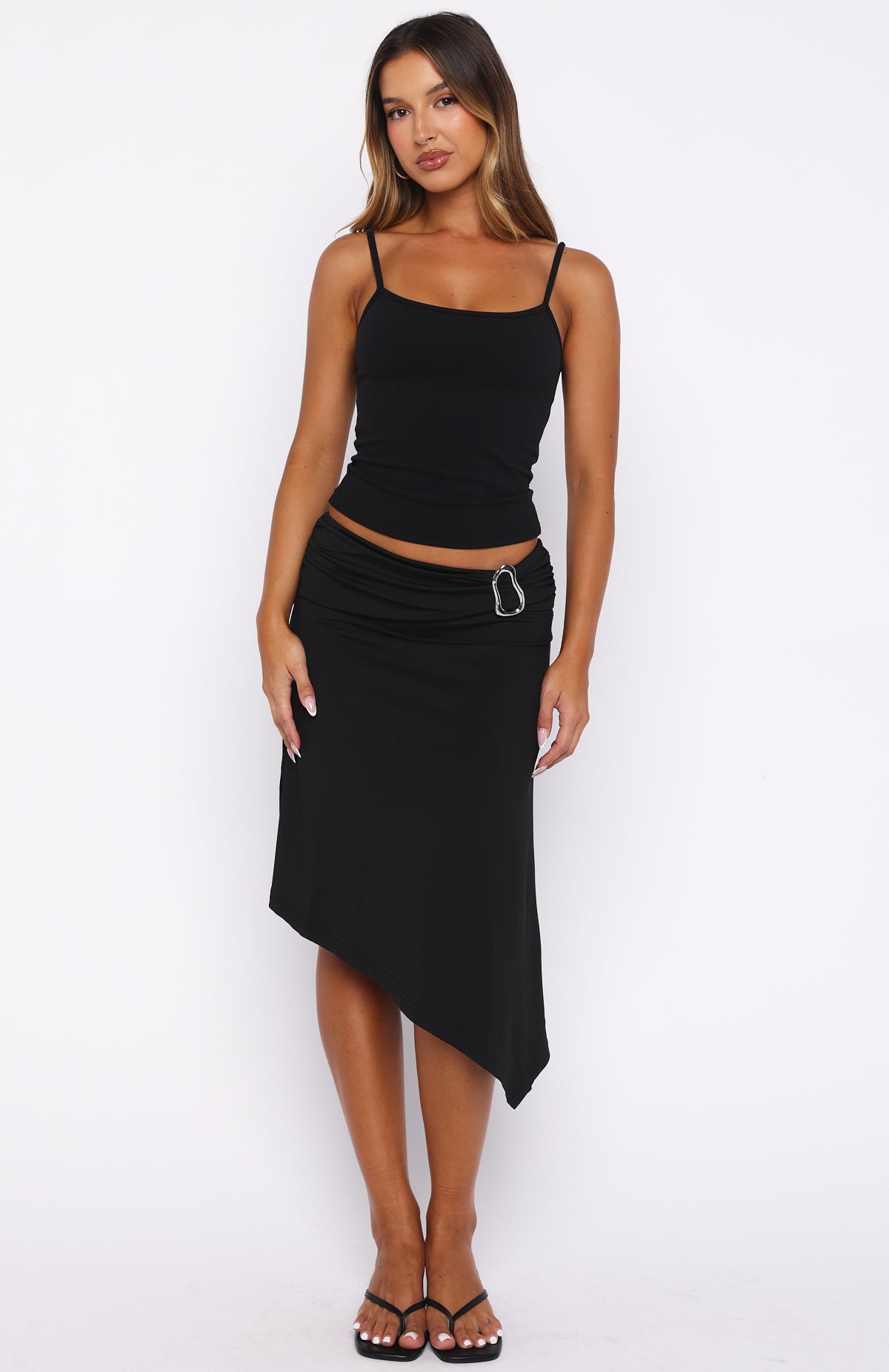 Sending My Love Asymmetric Midi Skirt Black - Image 2