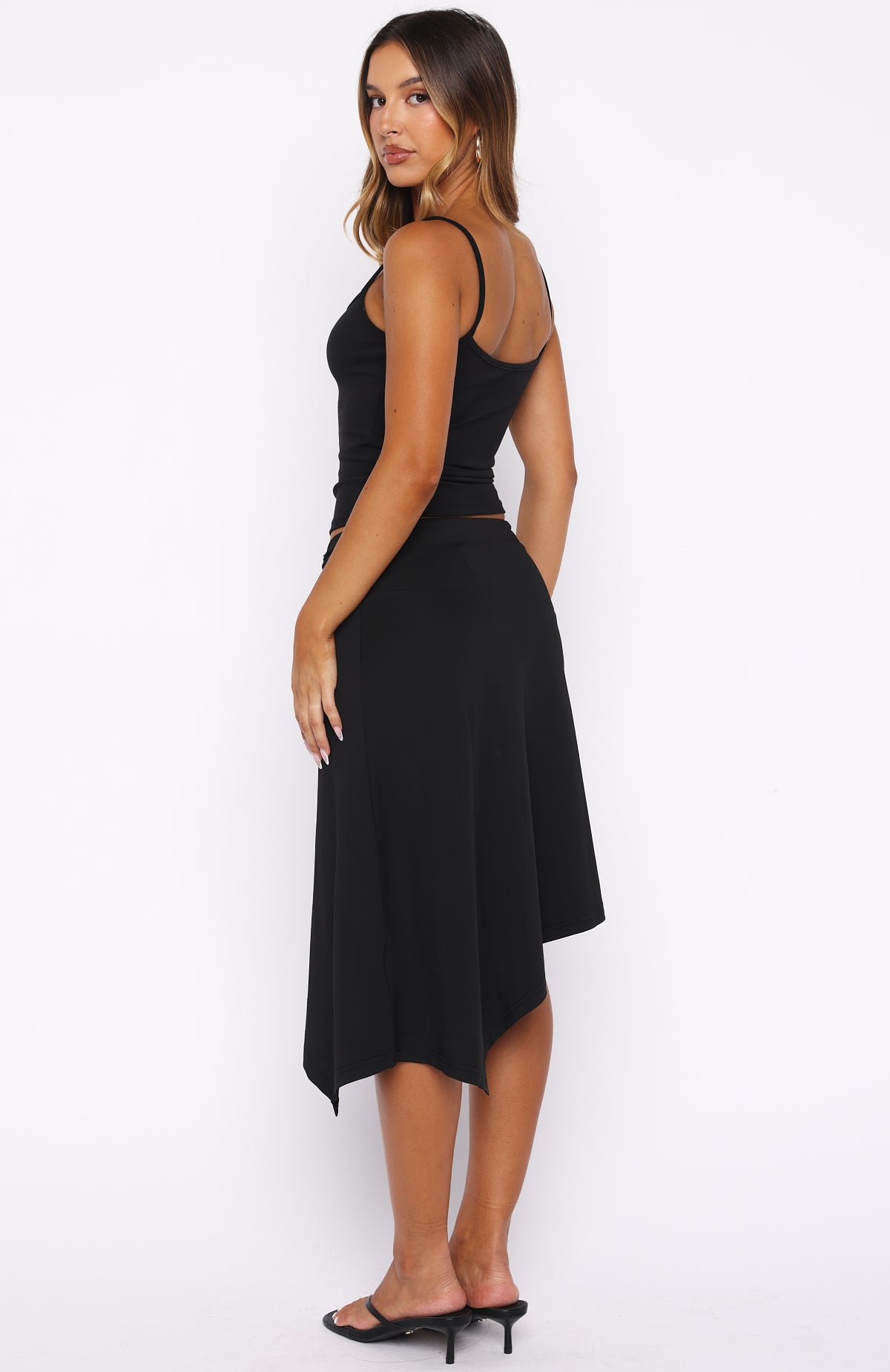 Sending My Love Asymmetric Midi Skirt Black - Image 4