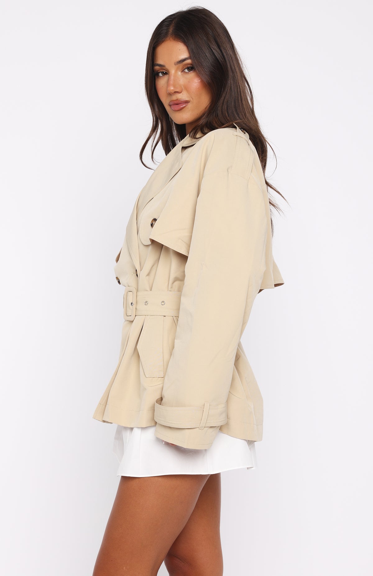 She's Popular Cropped Trench Sand - Image 4