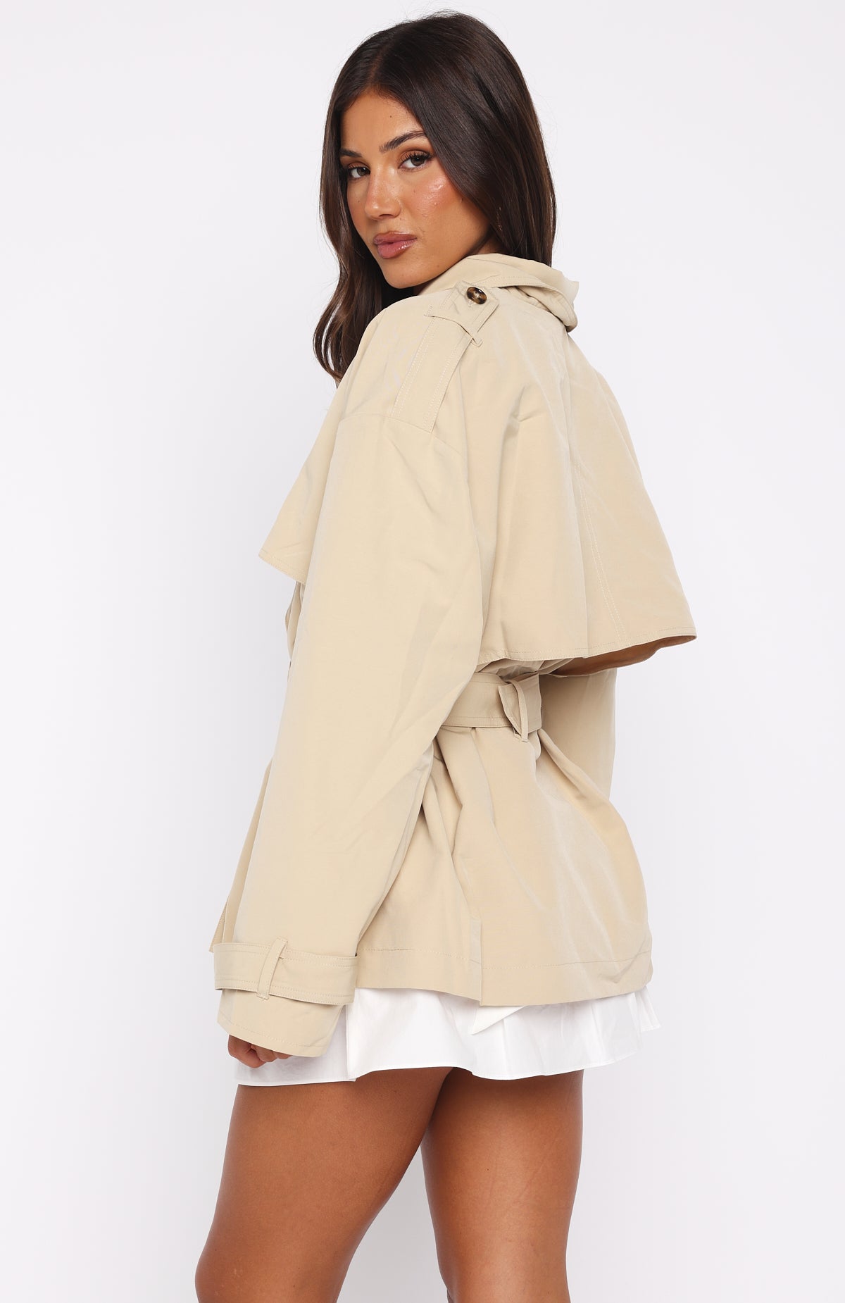 She's Popular Cropped Trench Sand - Image 5