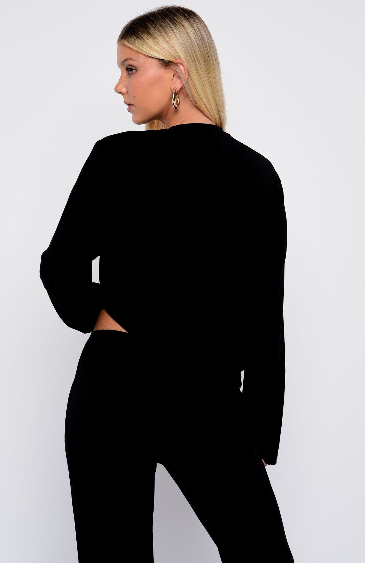 Slow Life Long Sleeve Pyjama Top Black - Image 4