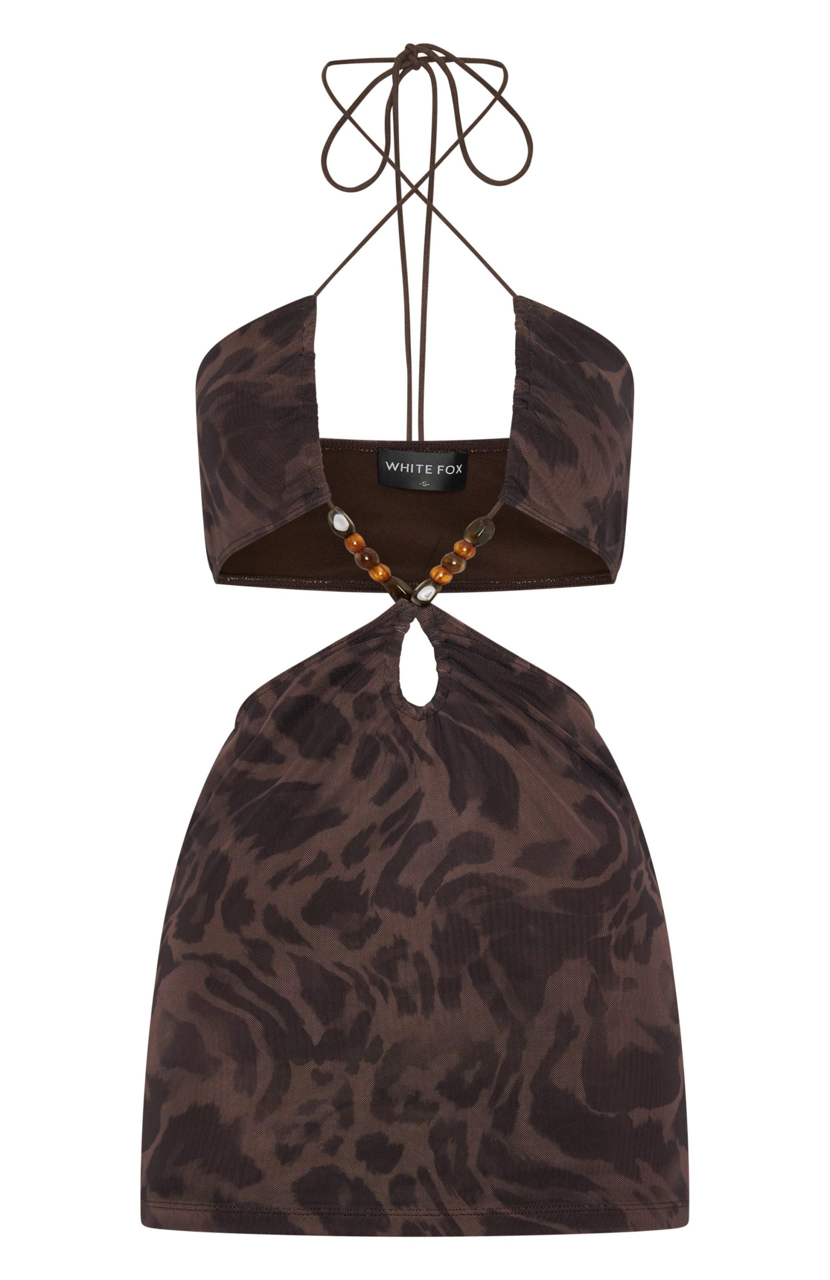 Snap Out Of It Printed Mesh Mini Dress Espresso - Image 6