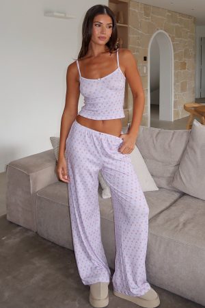 Snuggle Season Pyjama Pants Purple Floral