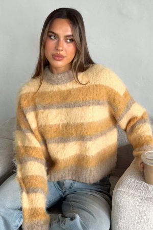 Soft Embrace Knit Sweater Honeycomb Stripe