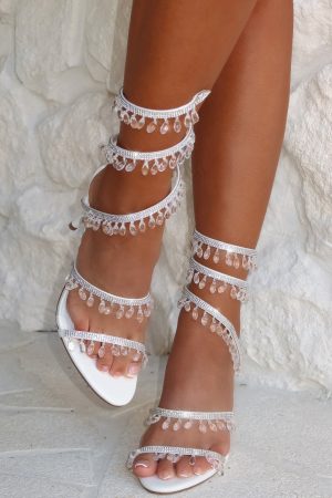 Soliel Wrap Heels White/Clear