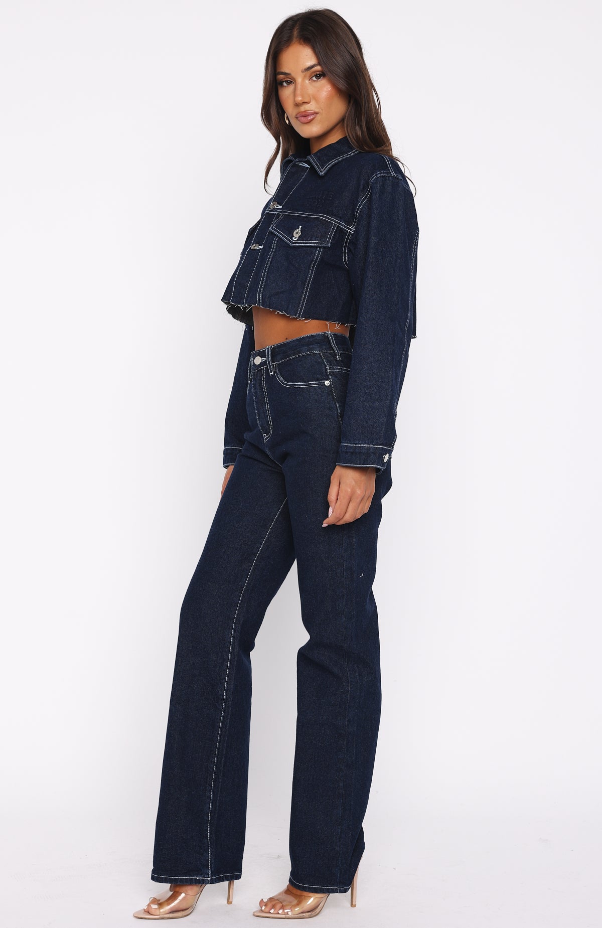 Something To Prove High Rise Straight Leg Jeans Dark Indigo - Image 4