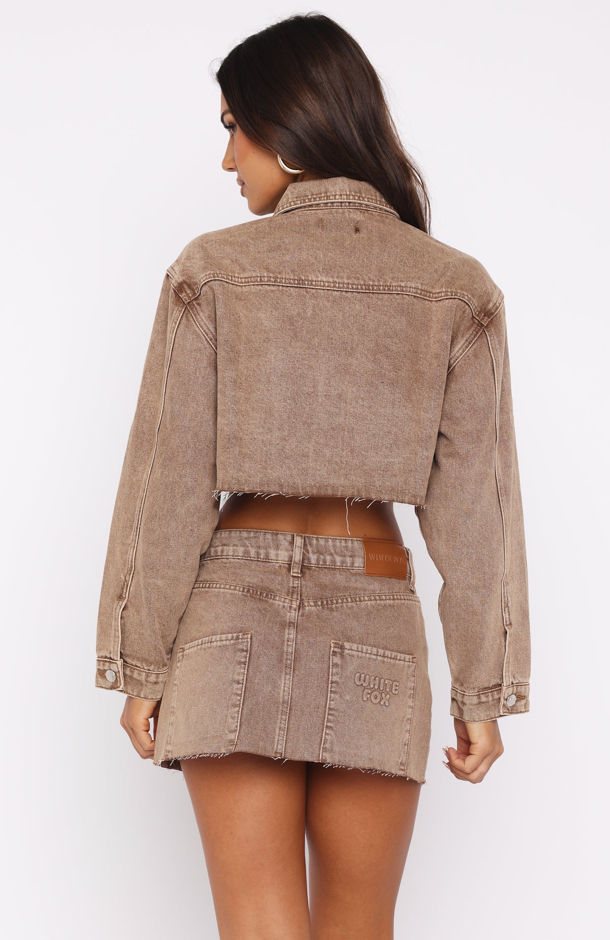 Something To Prove Cropped Denim Jacket Tan Wash - Image 4