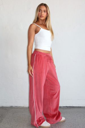 Soul Fire Velour Pants Red