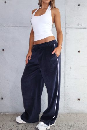 Soul Fire Velour Pants Navy