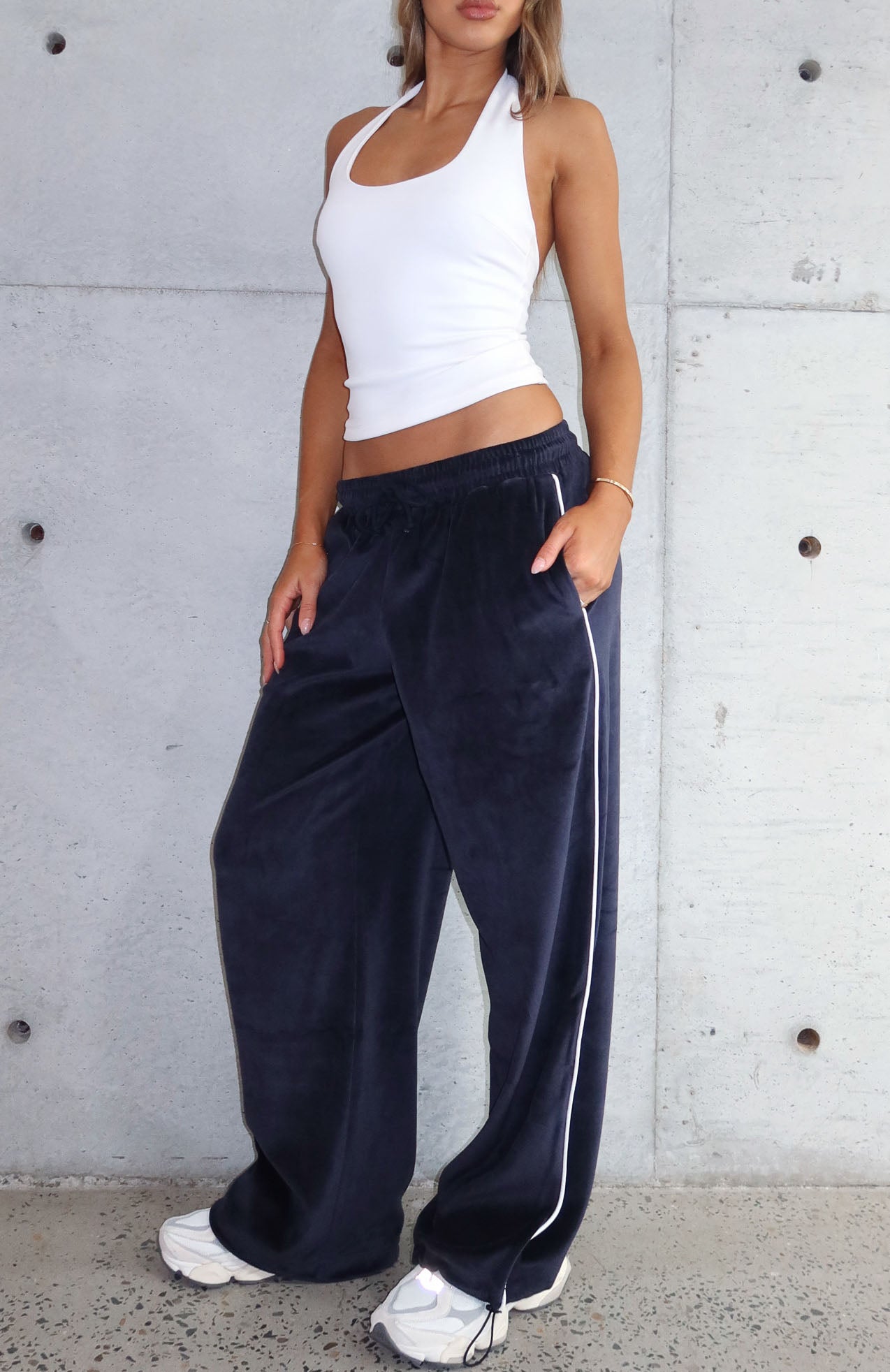 Soul Fire Velour Pants Navy
