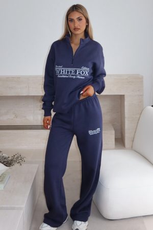 Standing My Ground Wide Leg Sweatpants Navy