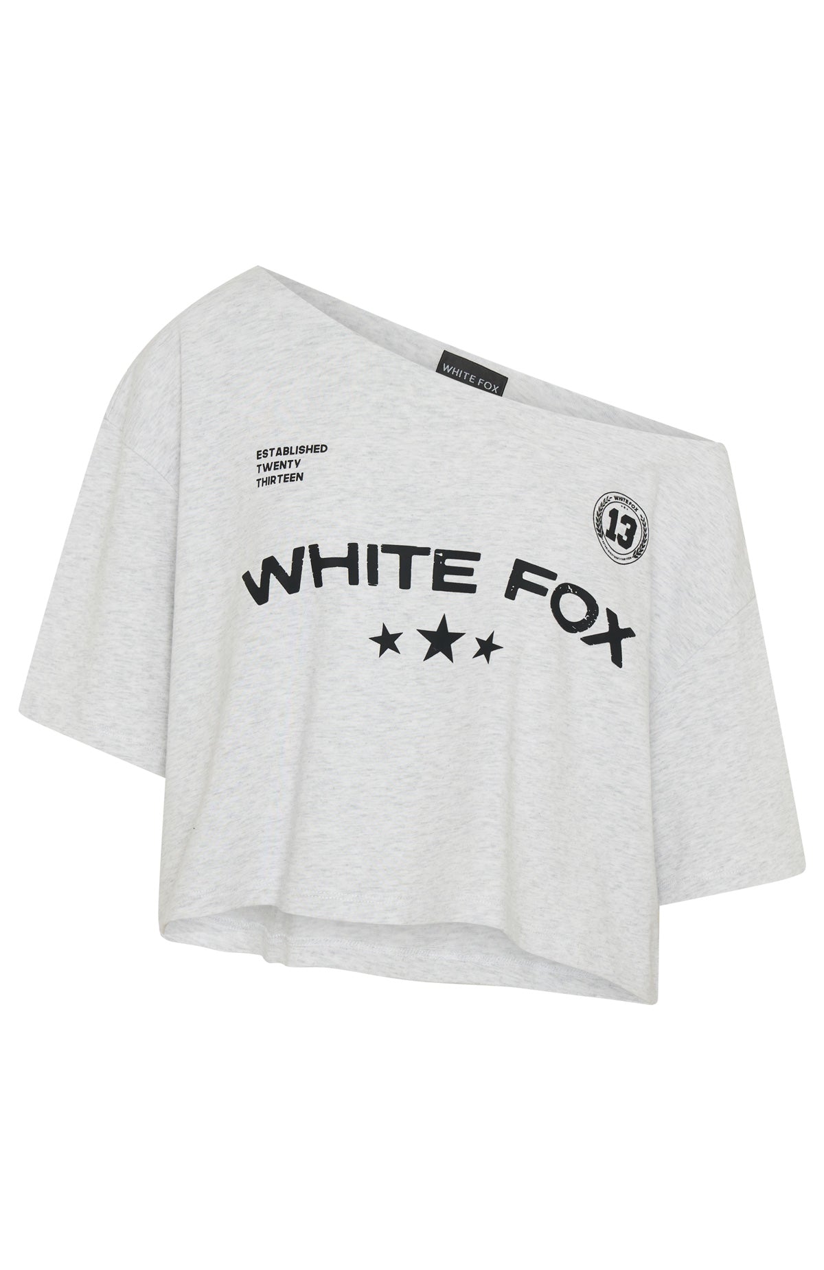 Stay Clear Off Shoulder Cropped Tee Grey Marle - Image 5