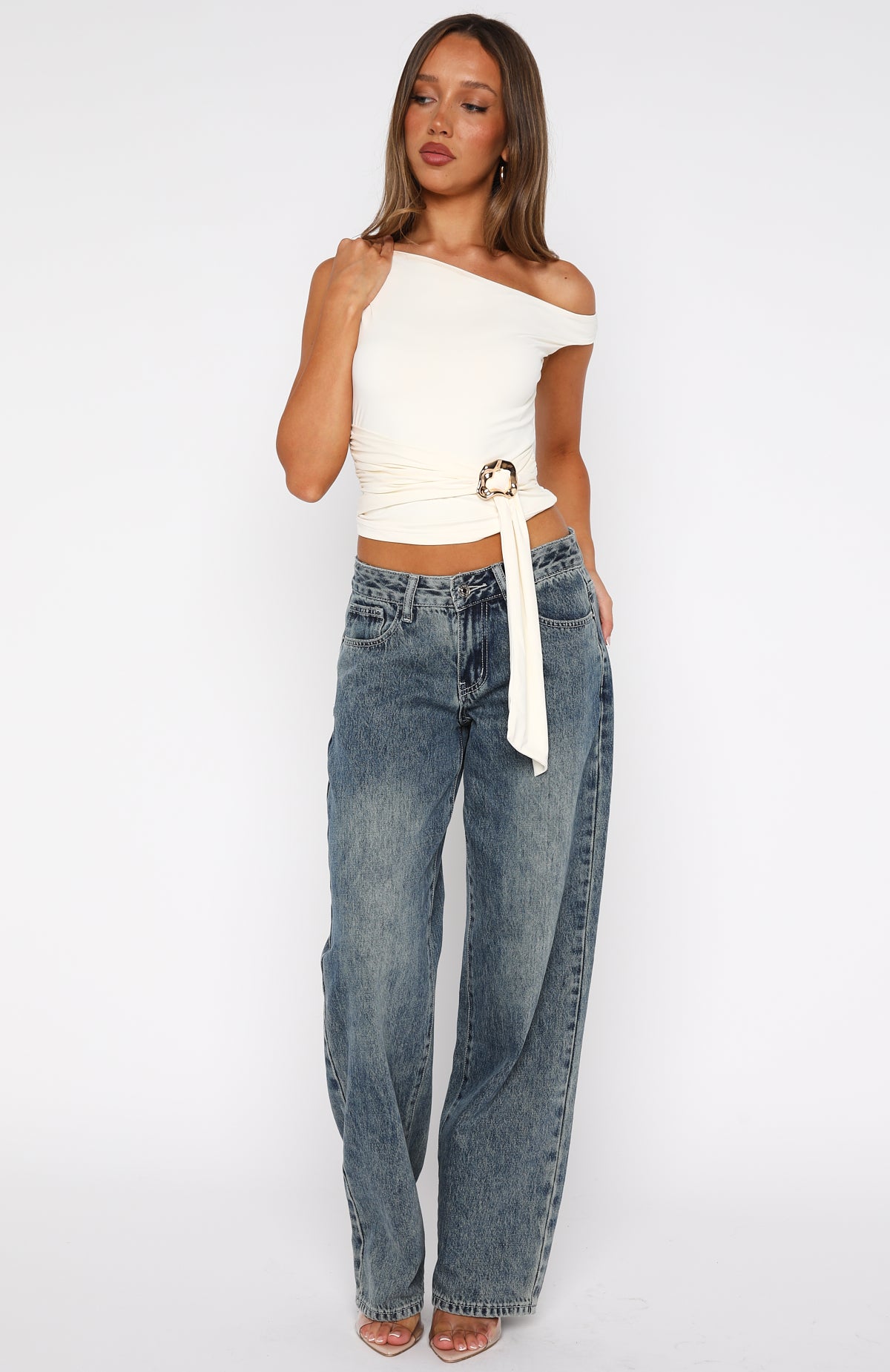 Stuck In A Dream Off Shoulder Top Bone - Image 6