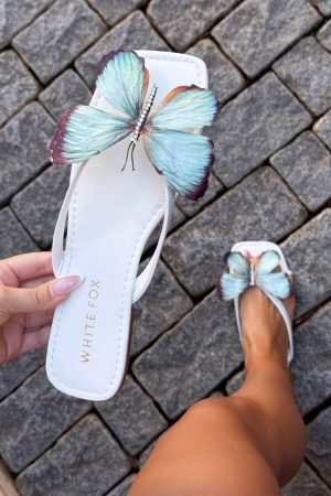 Noelle Sandals White/Aqua