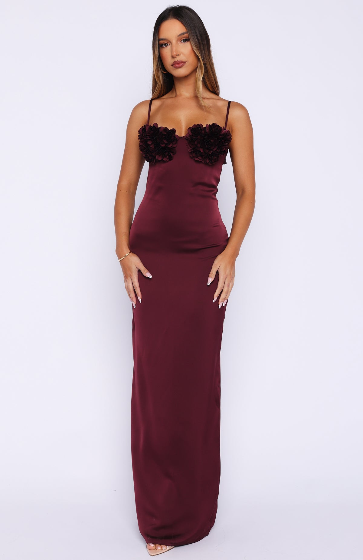 Sweet Petal Maxi Dress Burgundy - Image 3