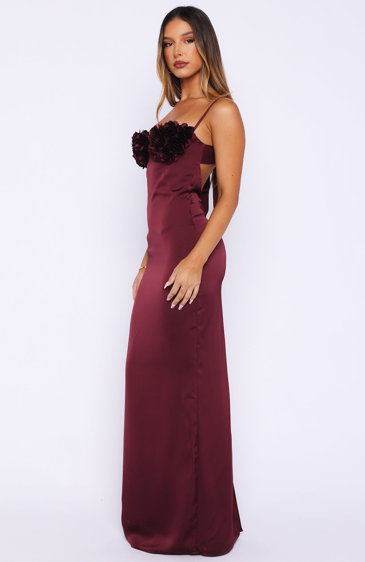 Sweet Petal Maxi Dress Burgundy - Image 4