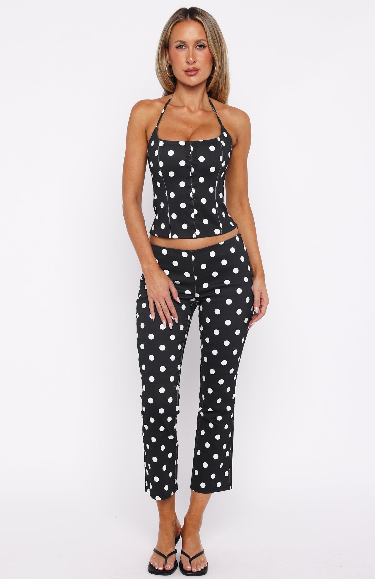 Sweetie Darling Capri Pants Black/White Polka Dot - Image 2