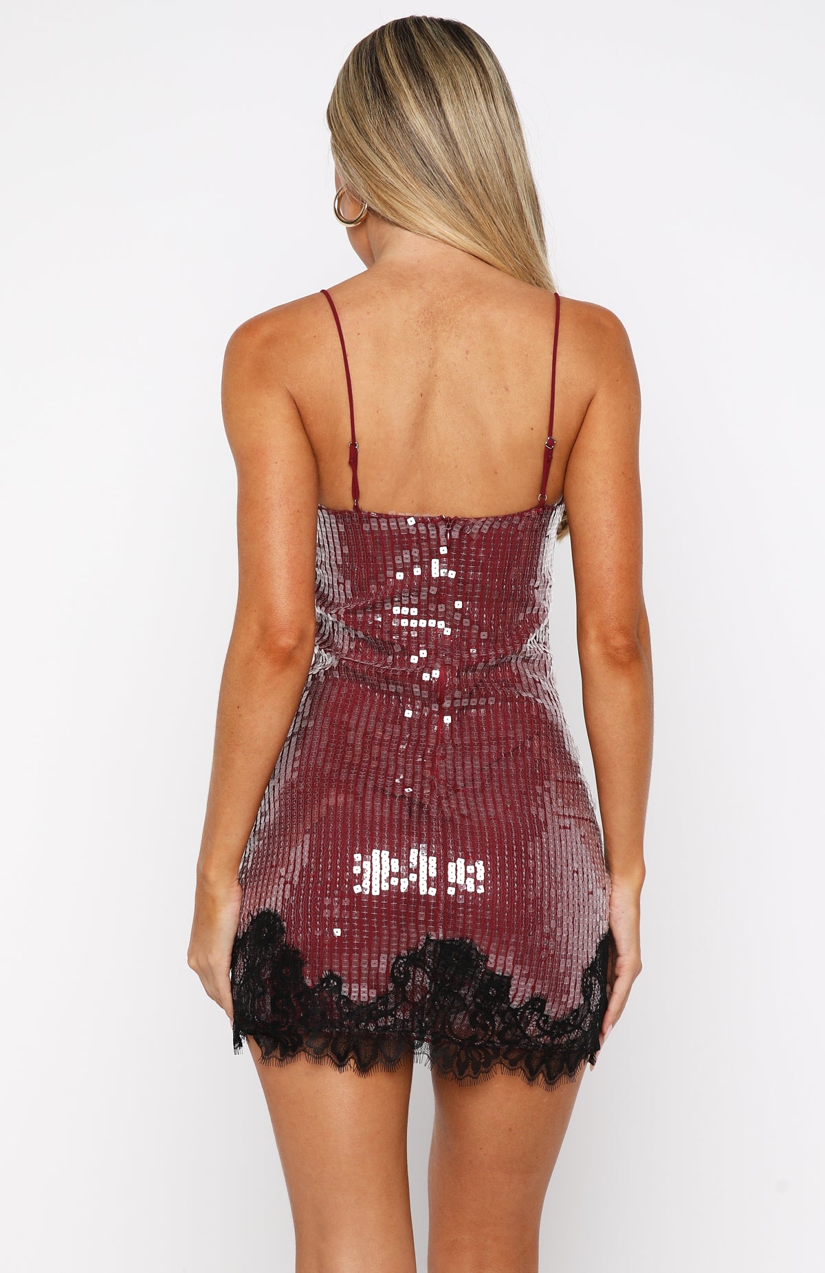 Taking It Easy Sequin Mini Dress Wine - Image 5