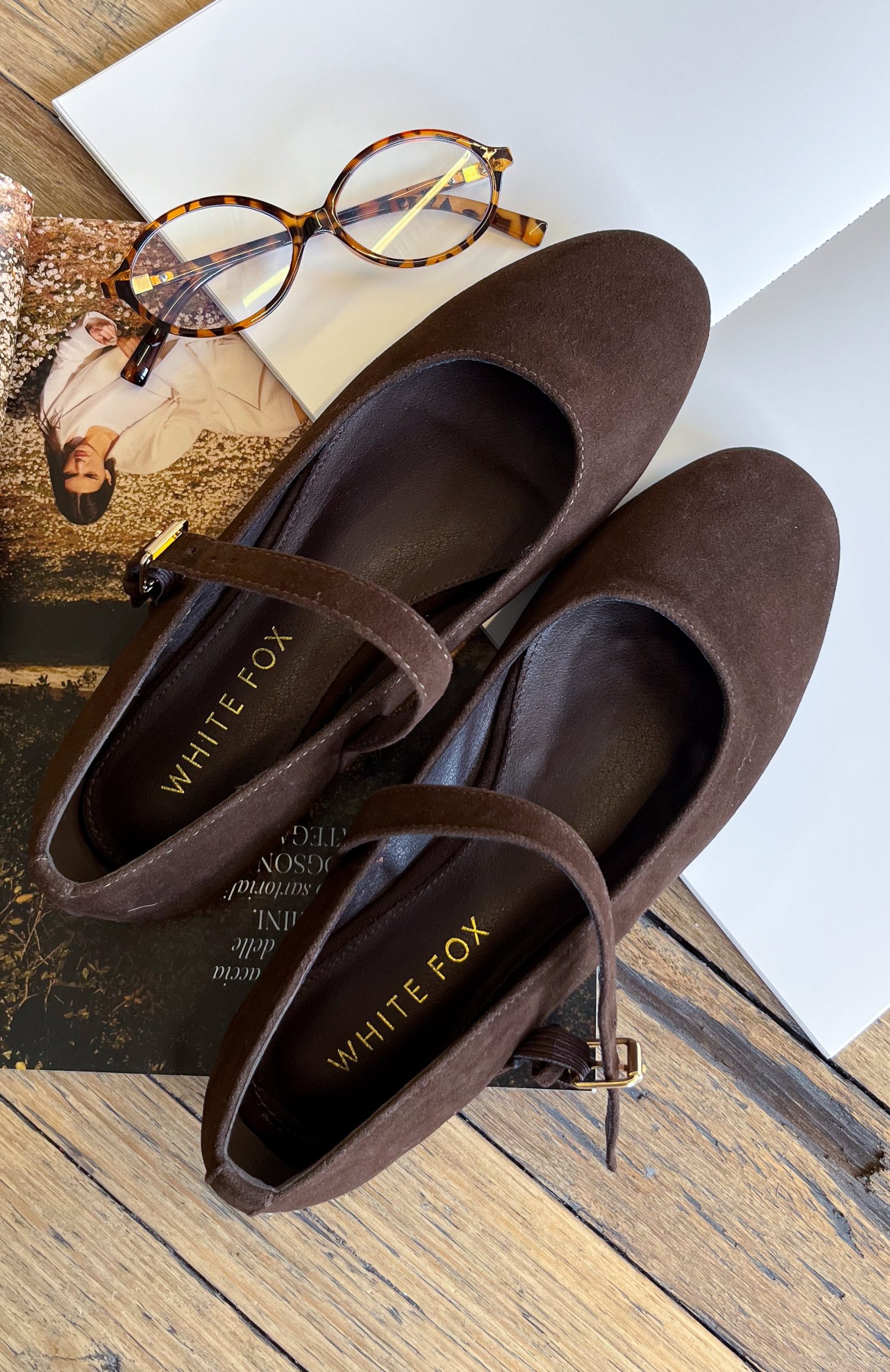 Tayla Ballet Flats Chocolate Faux Suede - Image 2