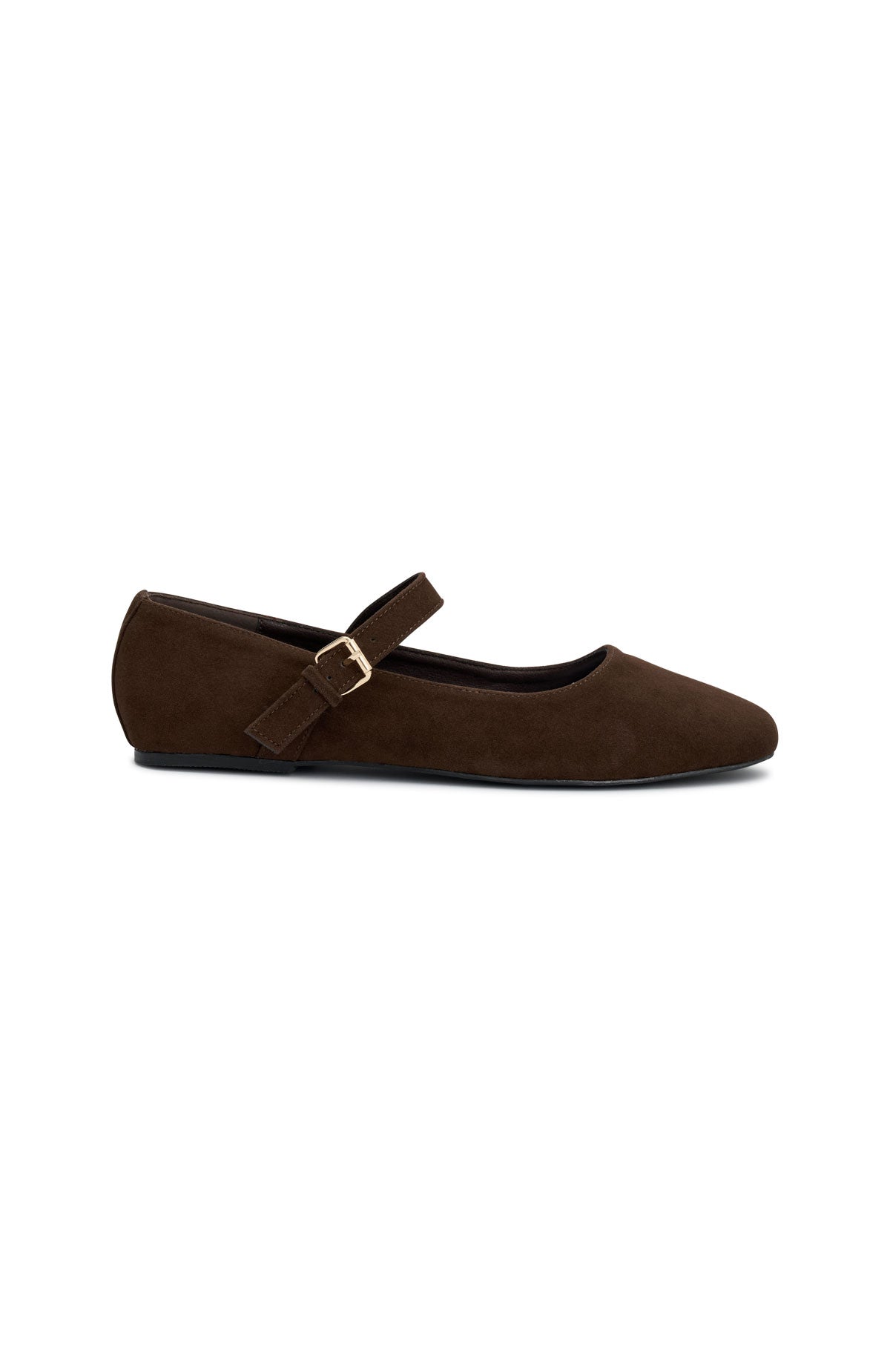 Tayla Ballet Flats Chocolate Faux Suede - Image 3