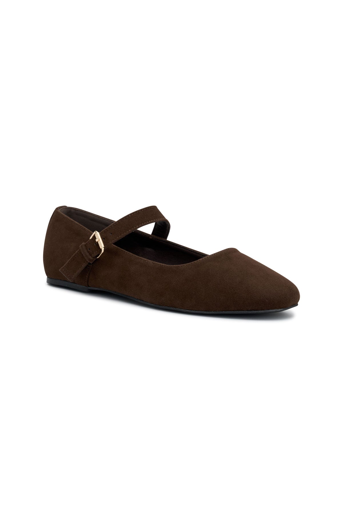 Tayla Ballet Flats Chocolate Faux Suede - Image 4