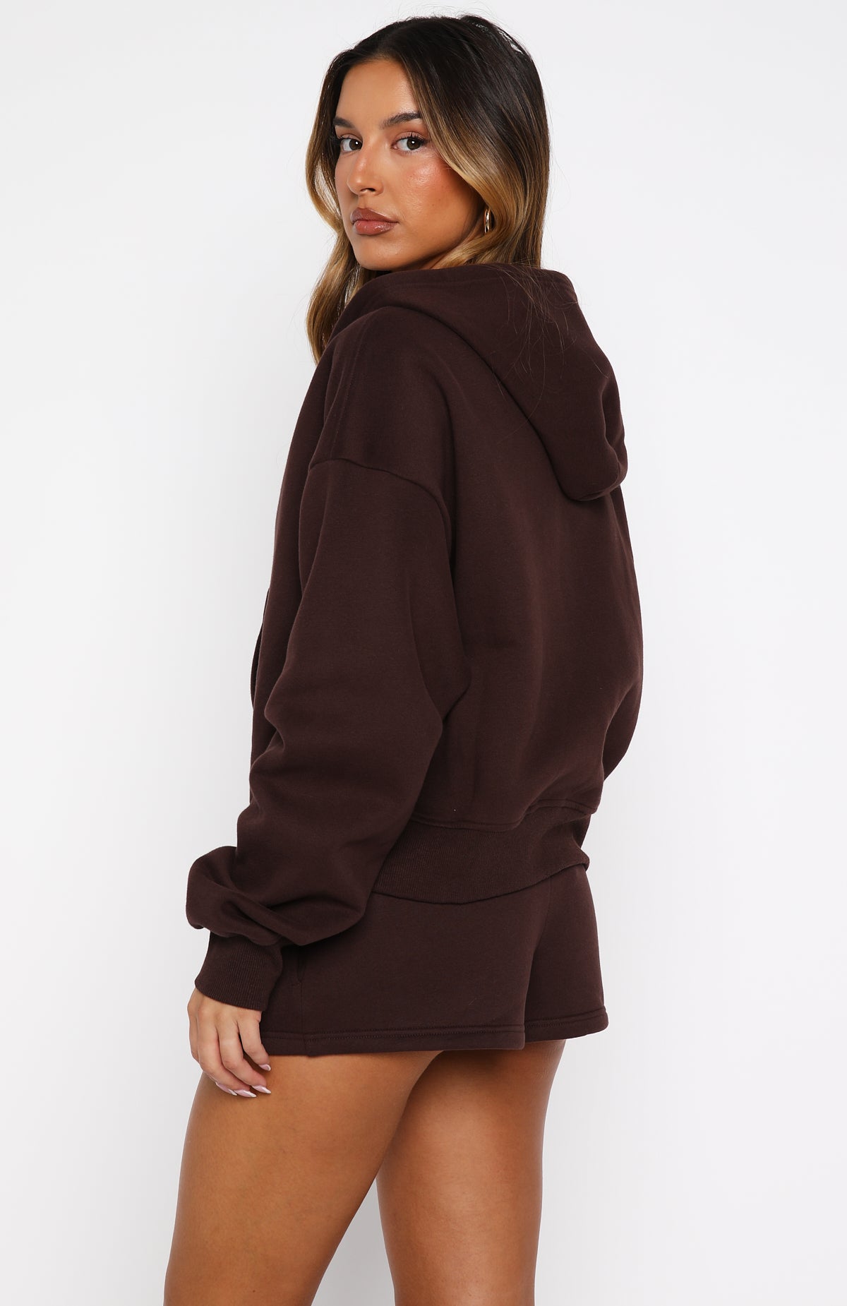Test Drive Boxy Zip Front Hoodie Chocolate - Image 4