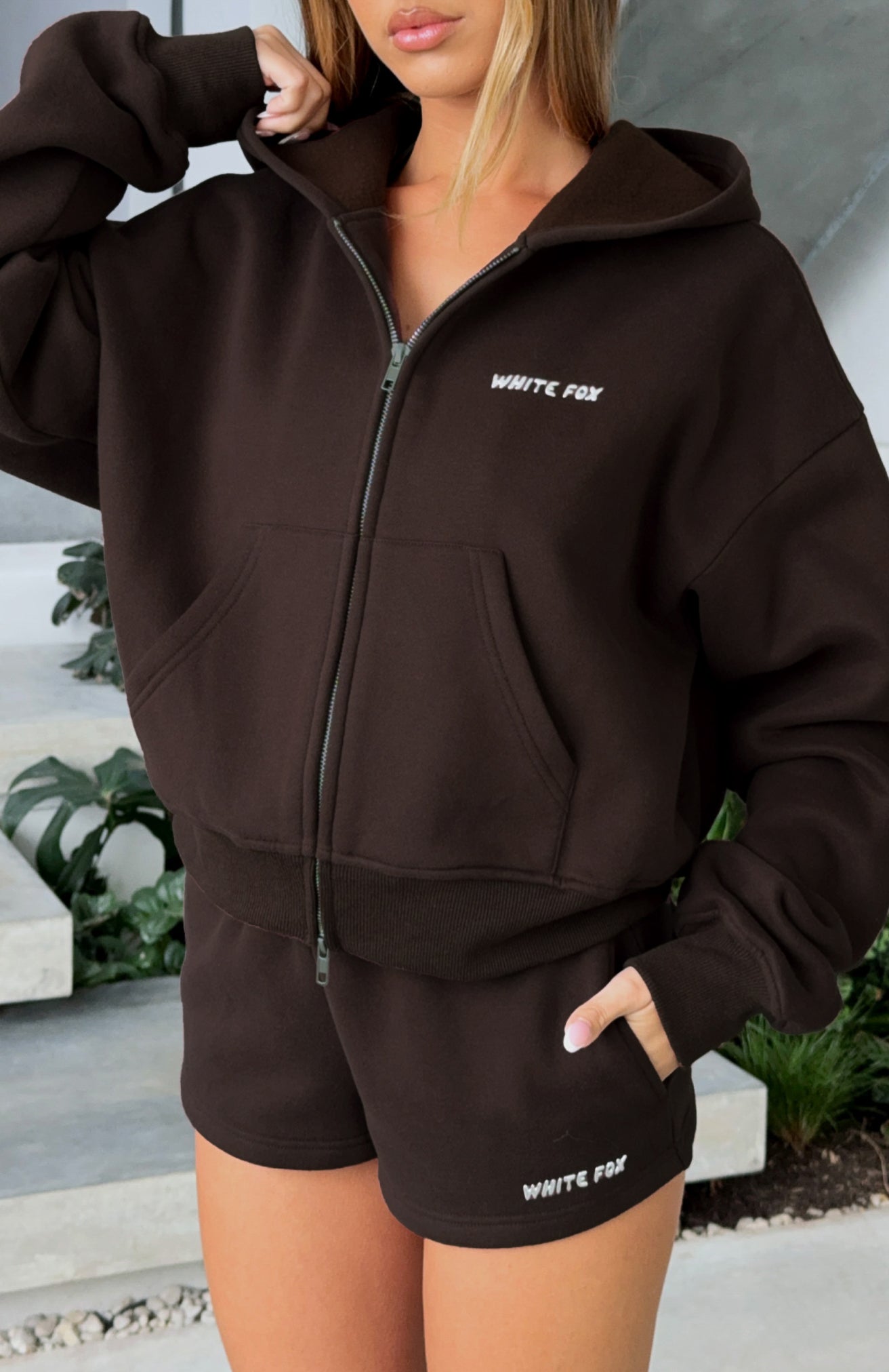 Test Drive Boxy Zip Front Hoodie Chocolate - Image 7