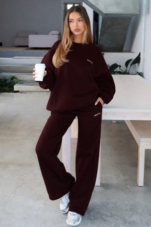 Test Drive Wide Leg Sweatpants Chocolate