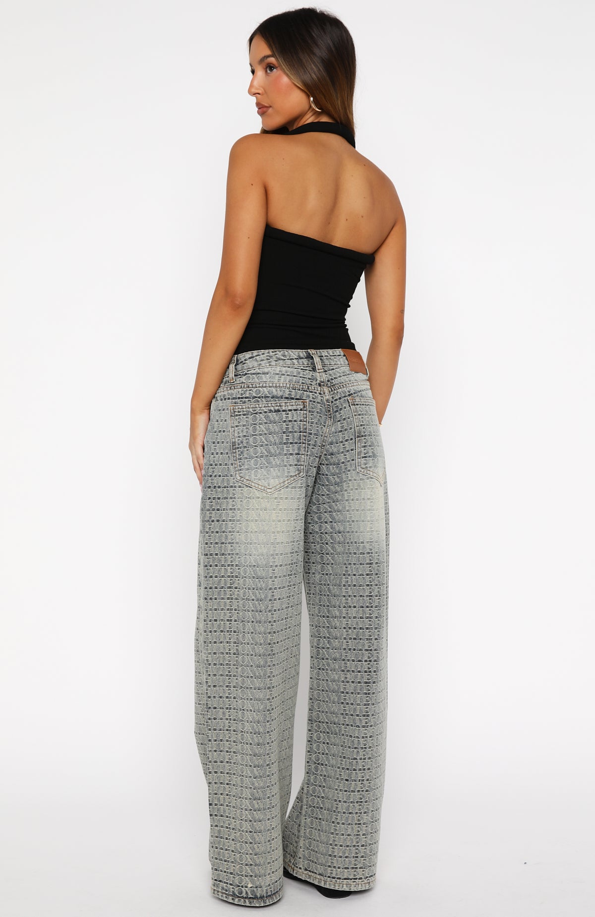 Text Me Low Rise Wide Leg Jeans Sand - Image 5