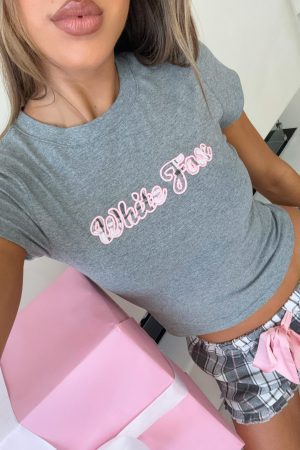 That Time Of Year Baby Tee Dark Grey Marle