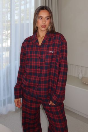 That Time Of Year Long Sleeve Pyjama Top Red/Navy