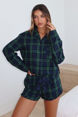 That Time Of Year Pyjama Shorts Green/Navy