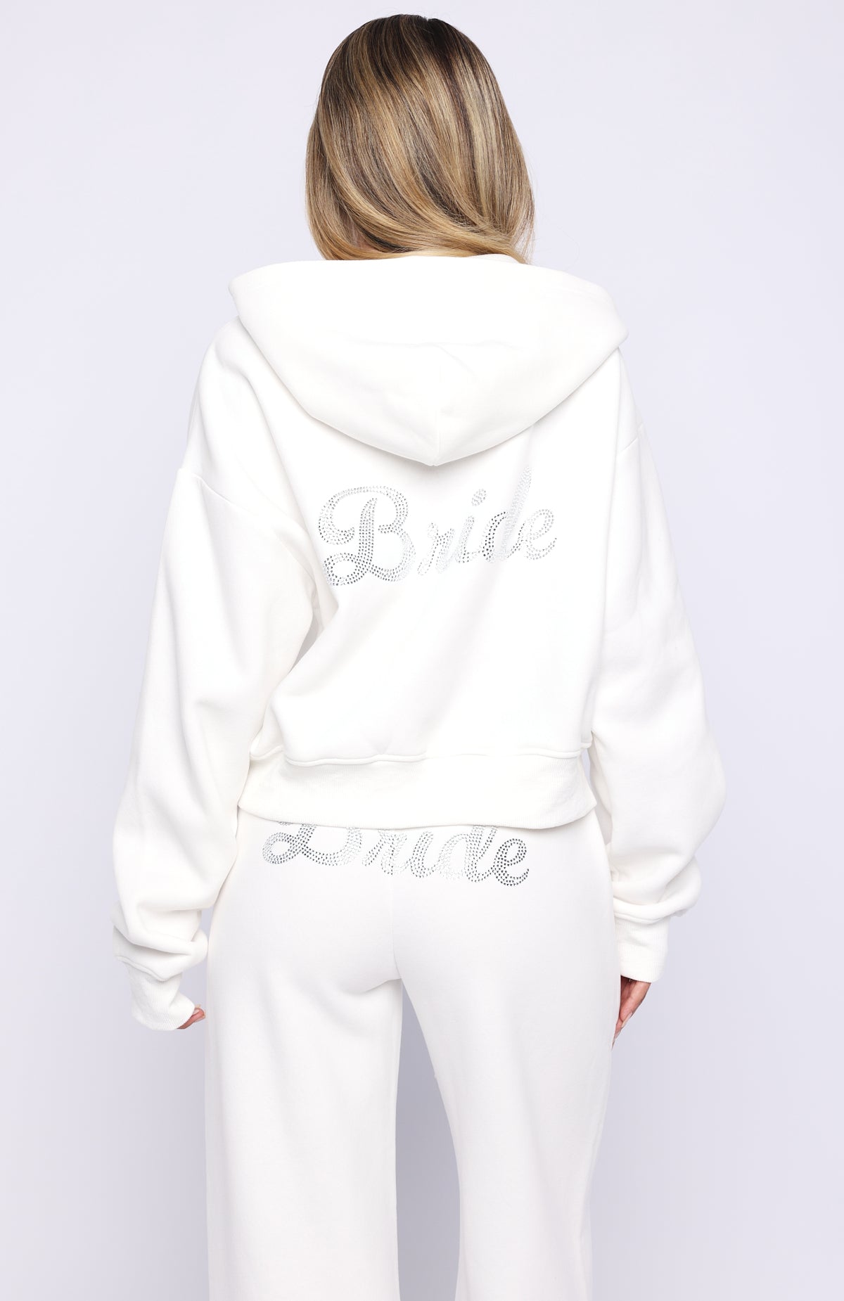 The Bride Boxy Zip Front Hoodie White - Image 5