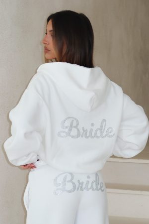 The Bride Boxy Zip Front Hoodie White