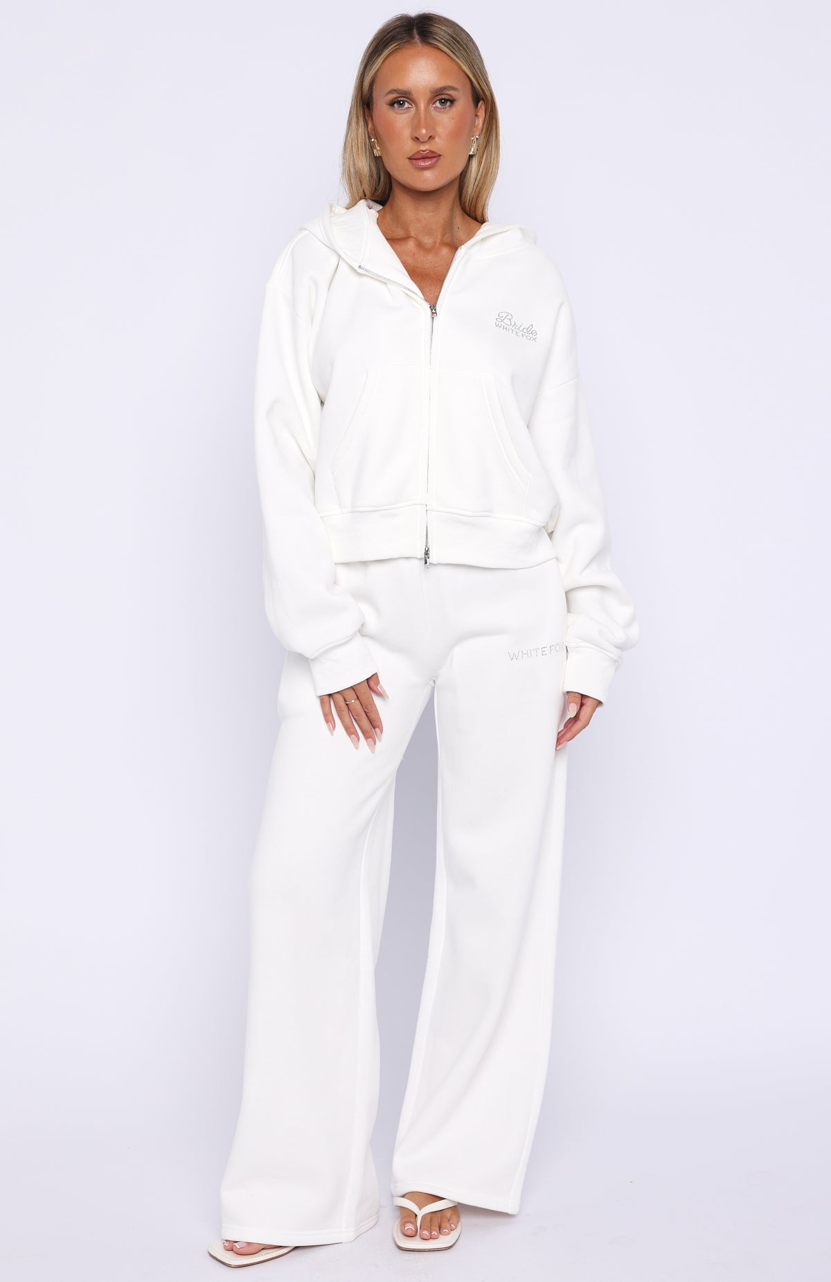 The Bride Boxy Zip Front Hoodie White - Image 6