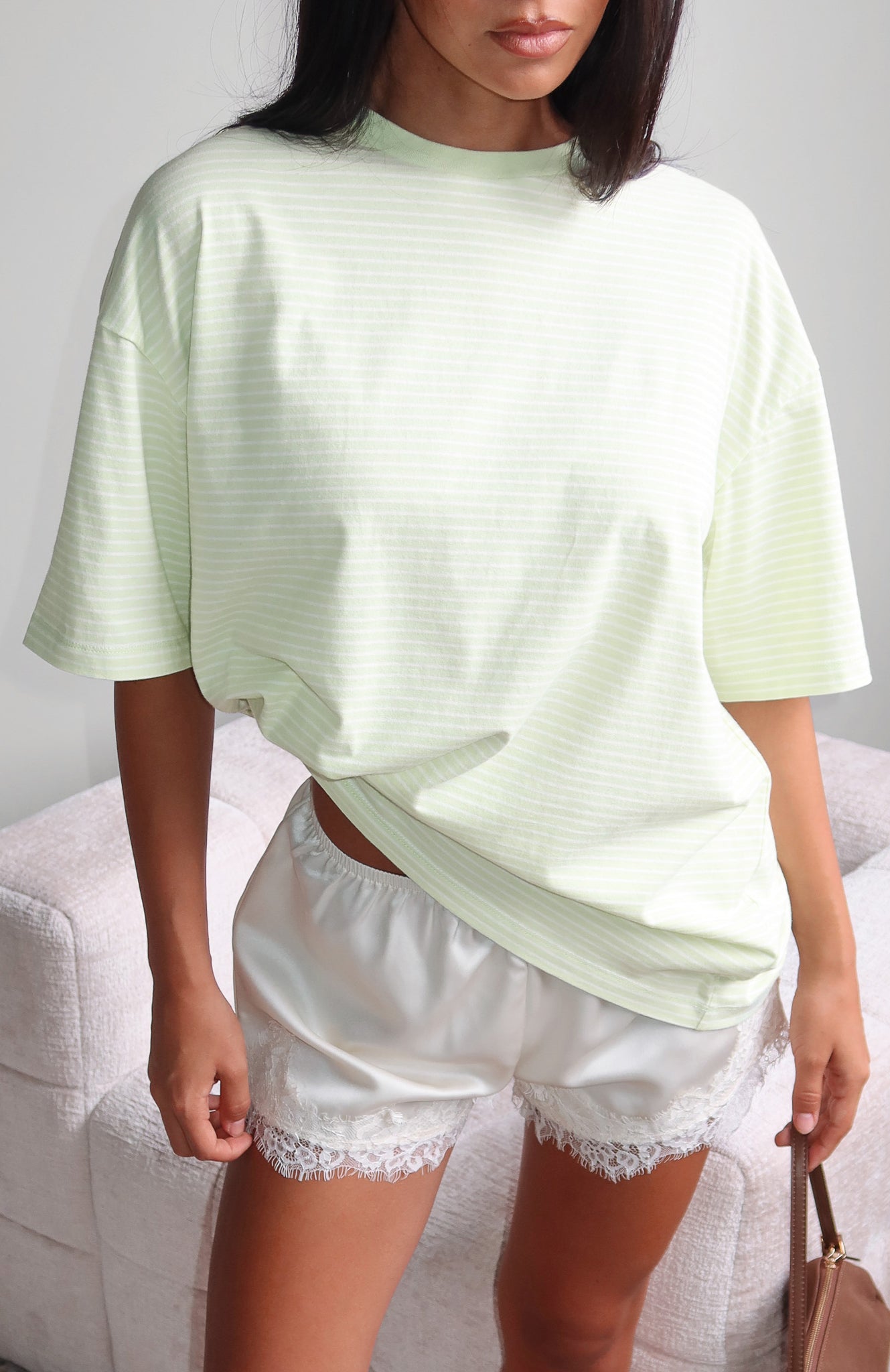 Touchdown Oversized Tee Lime Stripe