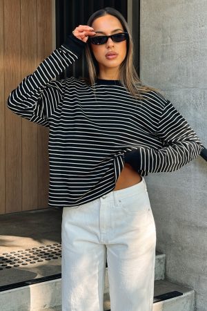 Touchdown Long Sleeve Tee Black Stripe