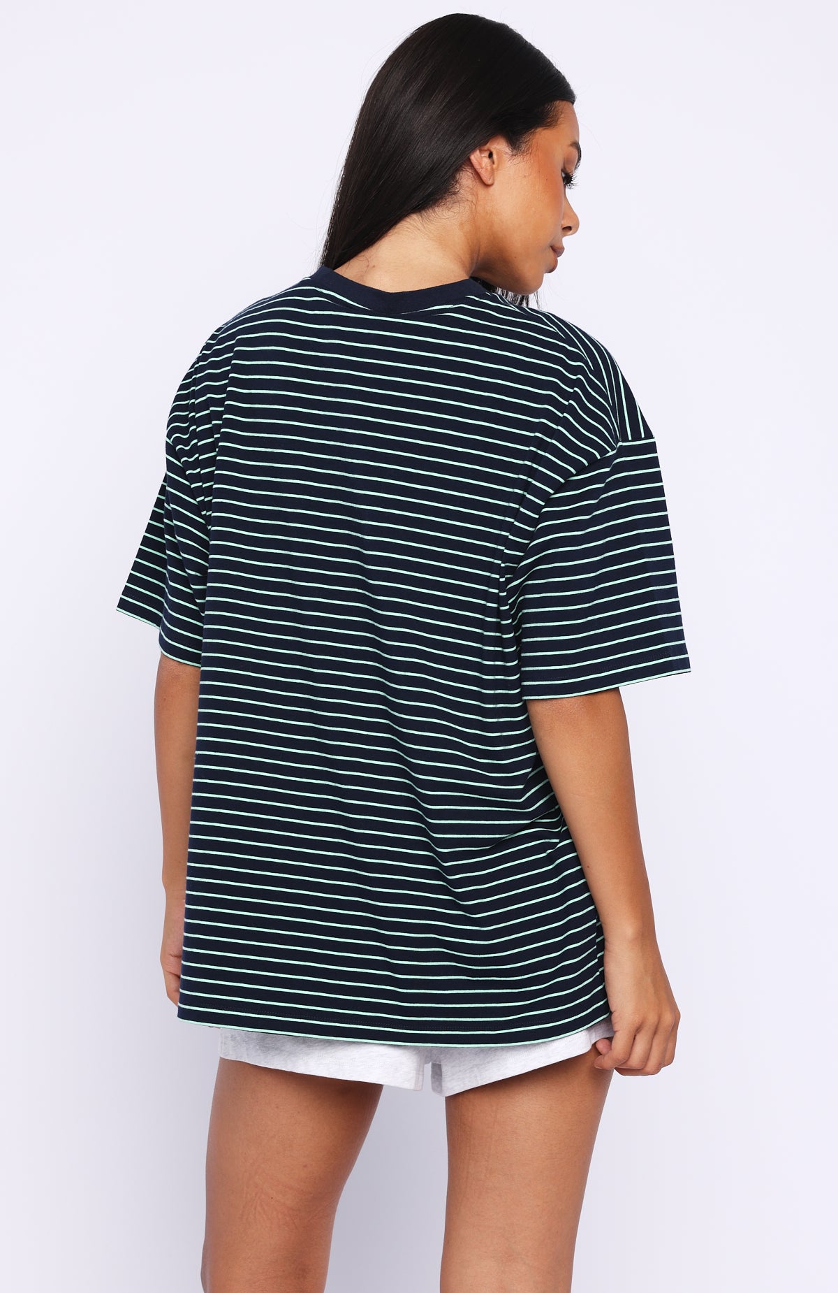 Touchdown Oversized Tee Navy/Mint Stripe - Image 4